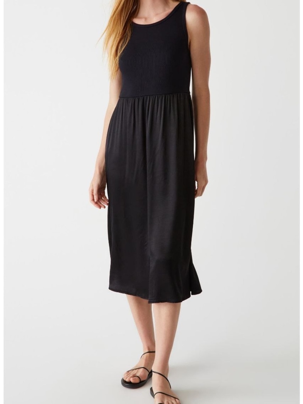 Mare mare x Anthropologie Black Knit & Satin Mixed Media Midi Maxi Dress Size M
